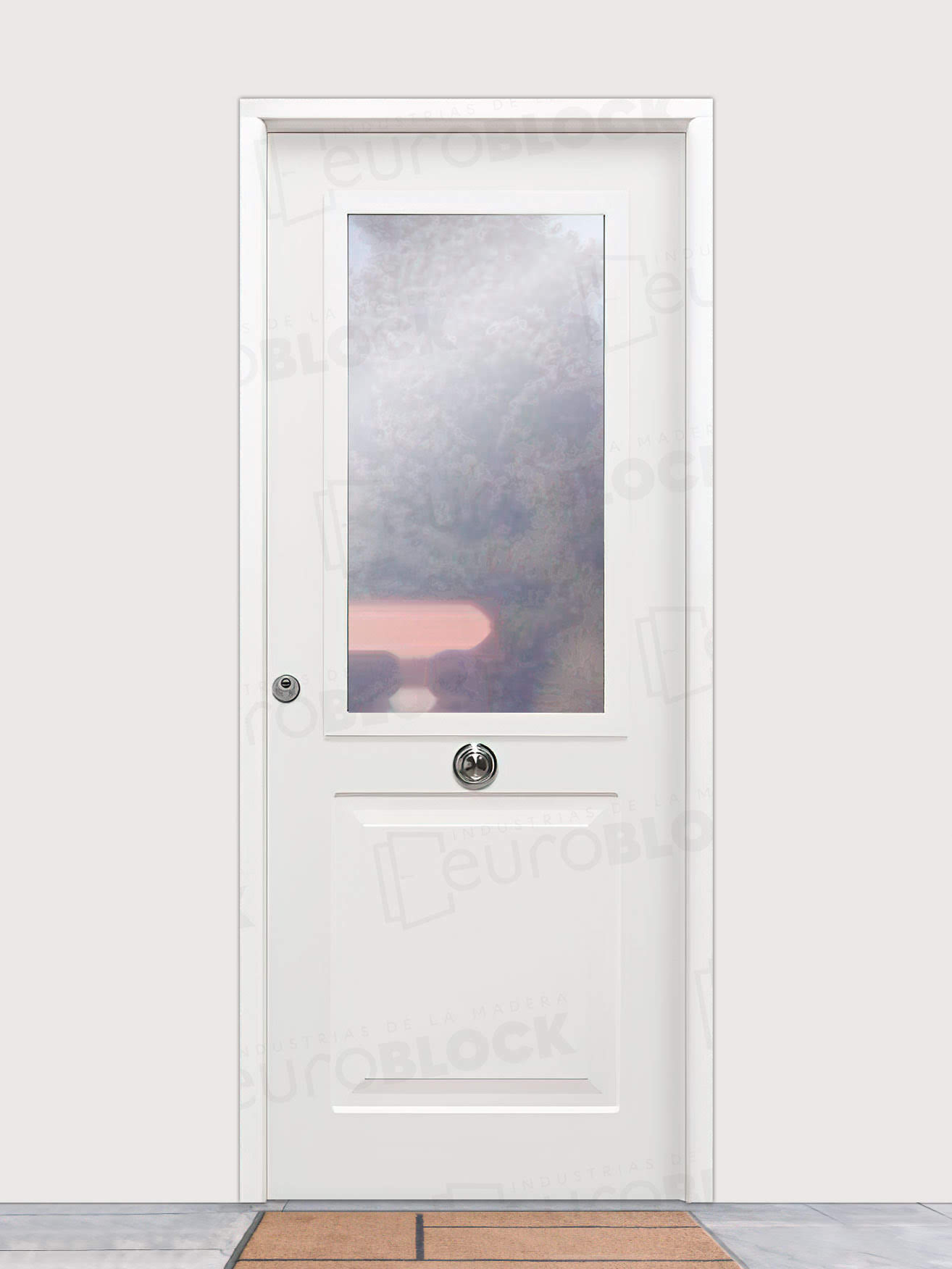 Puerta Galvanizada Metálica Clas-CR | 1110 Saga 100 Cristal Blanca (Cara Interior Lisa)